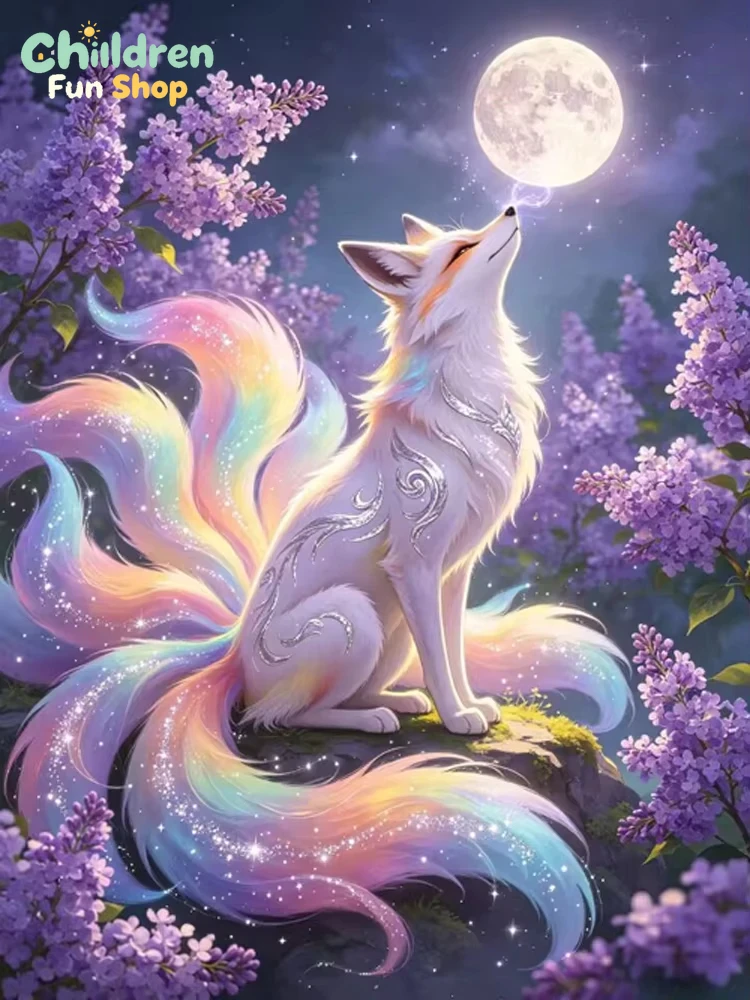 Resin Art Wallpaper - لوحة ماسية خماسية الأبعاد بتصميم ثعلب