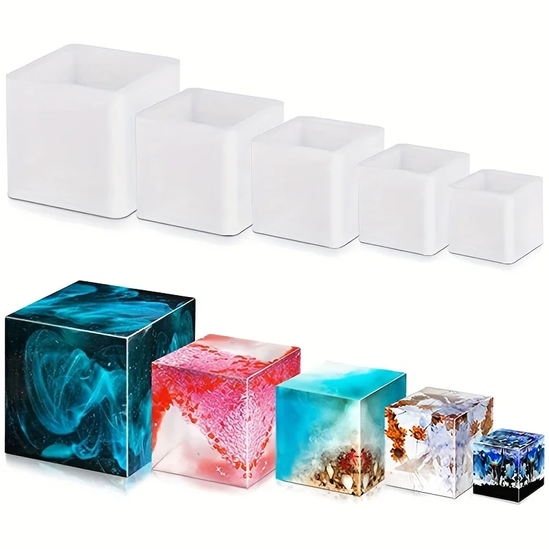 Resin Art Case - 5 قطعة قالب راتينج مربع سيليكون